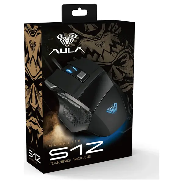 AULA S12 Wired Gaming Mouse, 4800 DPI, Type-C, Black